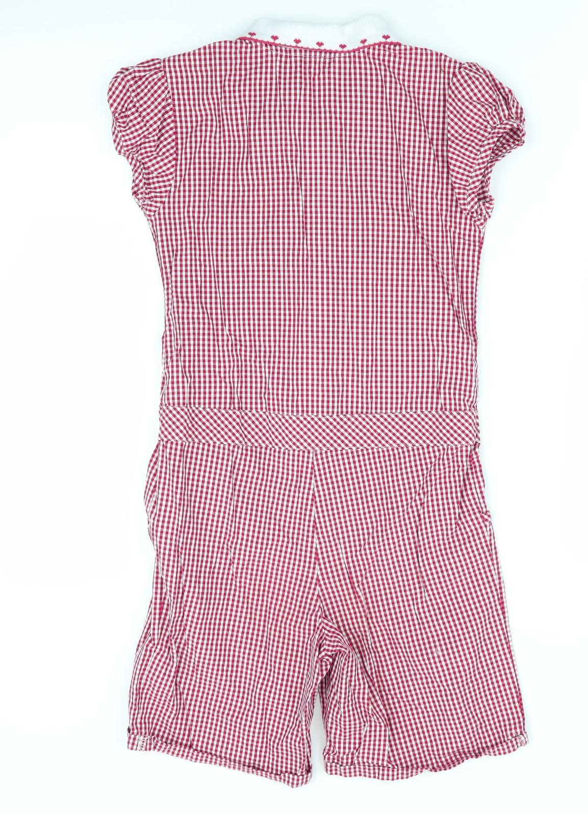 M&S School Girls Red Check  Jumpsuit One-Piece Size 8-9 Years  - School wear