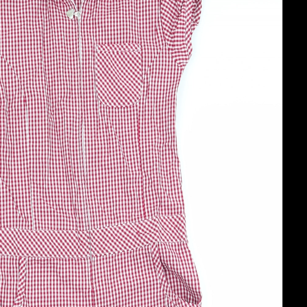 M&S School Girls Red Check  Jumpsuit One-Piece Size 8-9 Years  - School wear