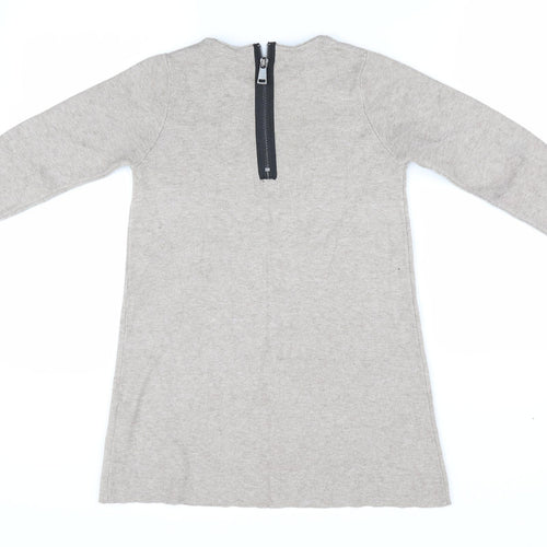 Zara Womens Beige   Pullover Jumper Size 8  - Longline Jumper Back Zip