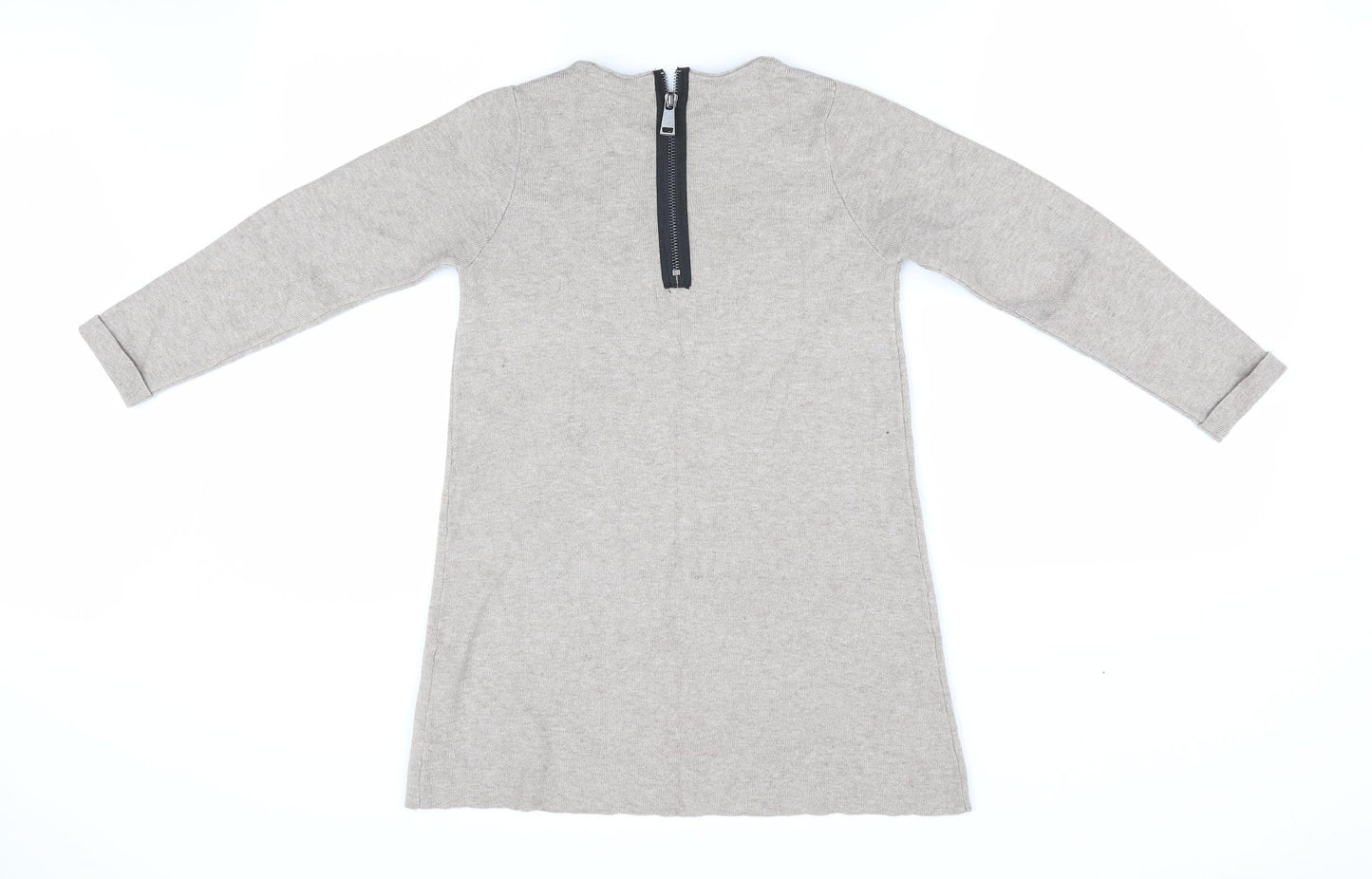 Zara Womens Beige   Pullover Jumper Size 8  - Longline Jumper Back Zip