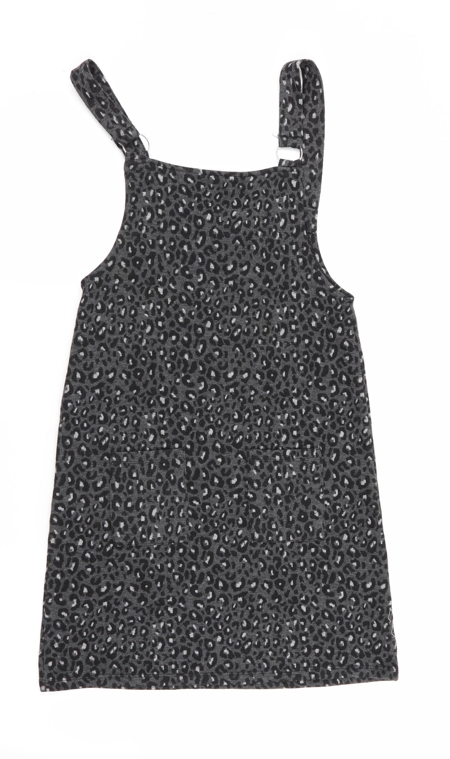 George Girls Grey Animal Print  Pinafore/Dungaree Dress  Size 11-12 Years