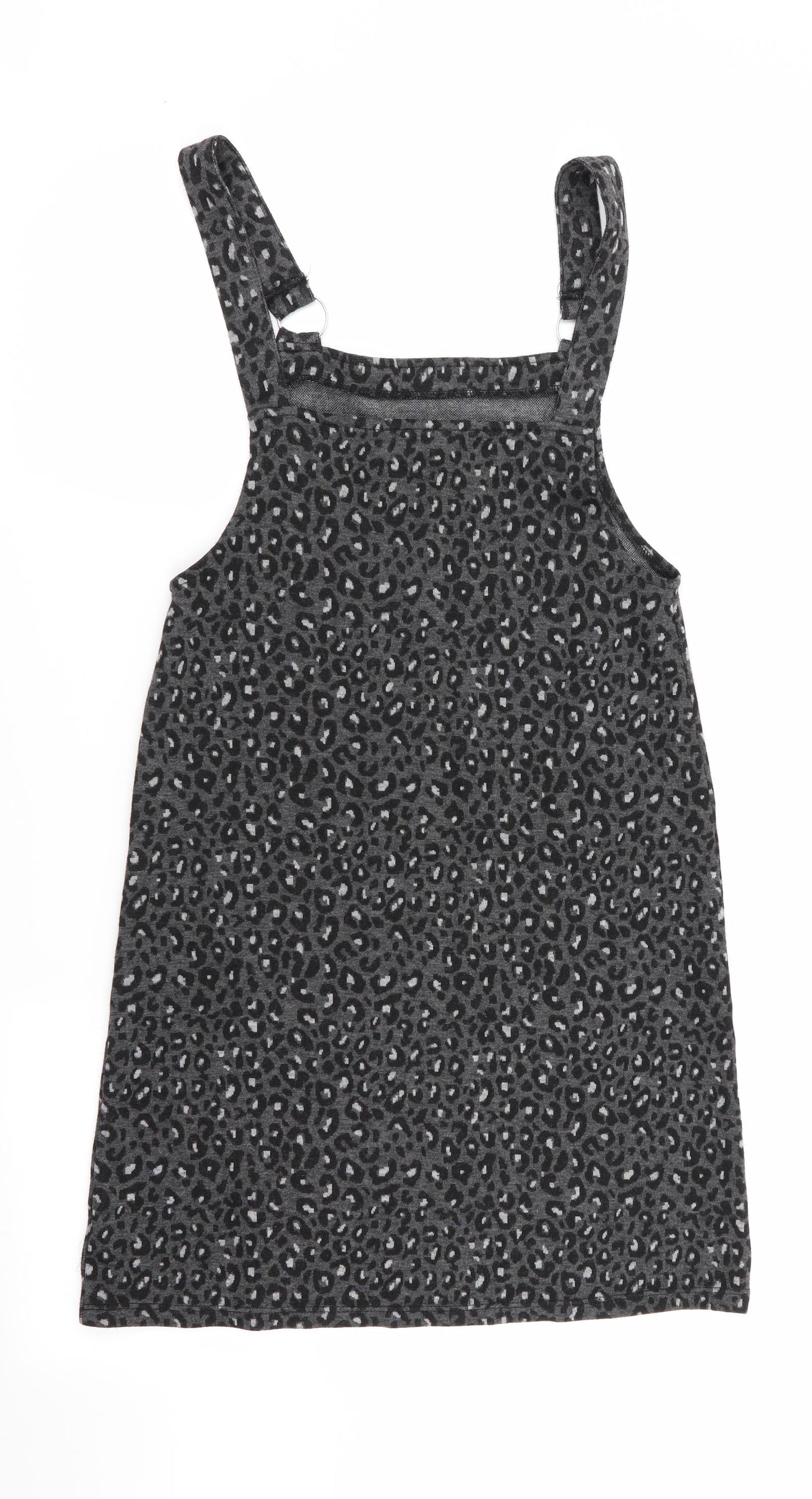 George Girls Grey Animal Print  Pinafore/Dungaree Dress  Size 11-12 Years