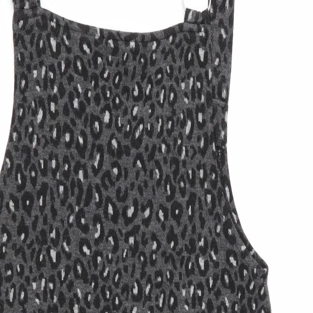 George Girls Grey Animal Print  Pinafore/Dungaree Dress  Size 11-12 Years