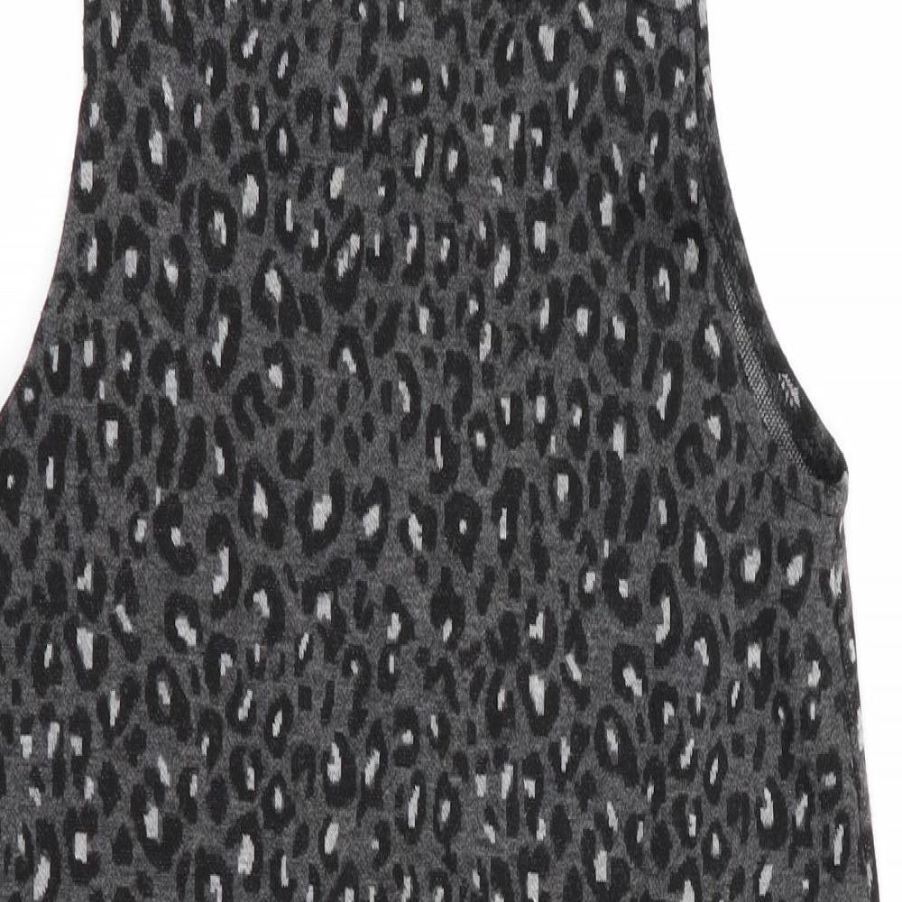 George Girls Grey Animal Print  Pinafore/Dungaree Dress  Size 11-12 Years