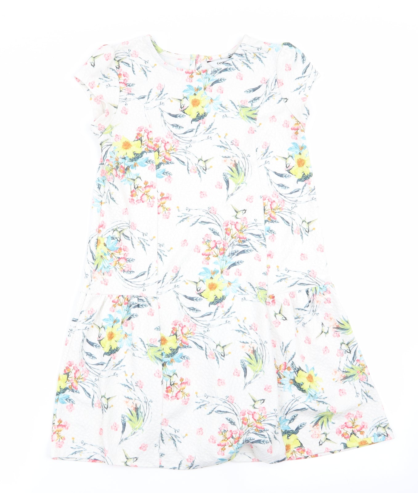 George Girls Ivory Floral  Fit & Flare  Size 8-9 Years