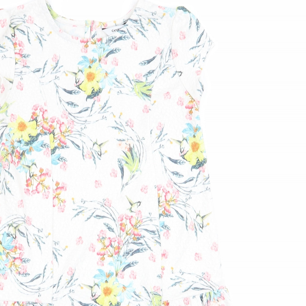 George Girls Ivory Floral  Fit & Flare  Size 8-9 Years