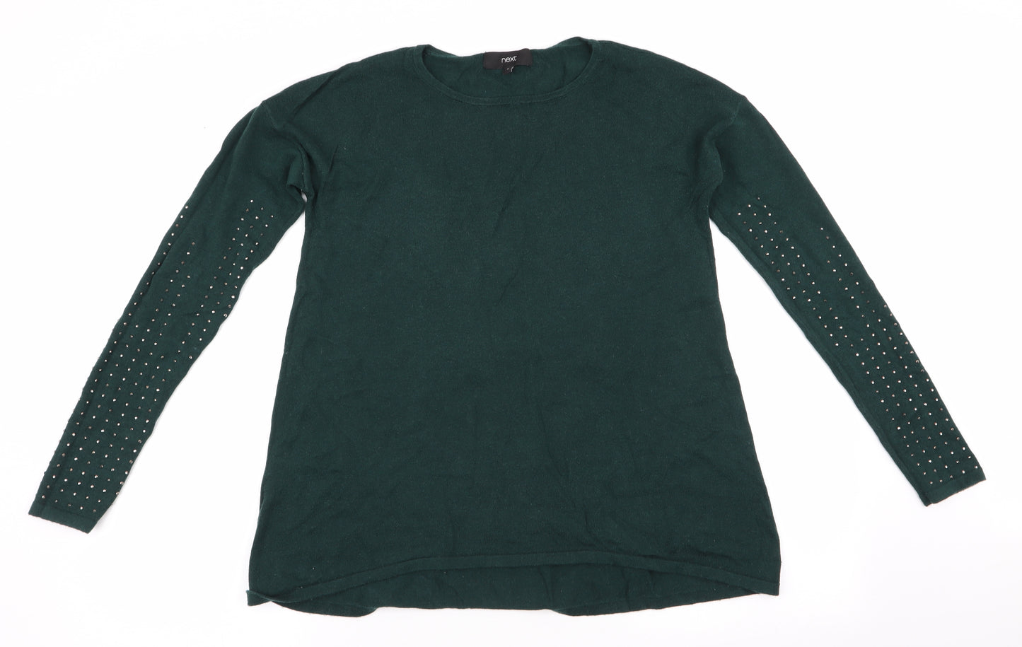 NEXT Womens Green   Pullover Jumper Size 6  - Beaded arms