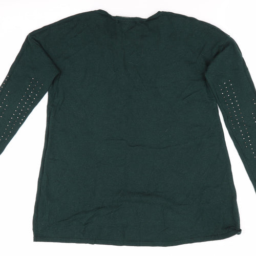 NEXT Womens Green   Pullover Jumper Size 6  - Beaded arms