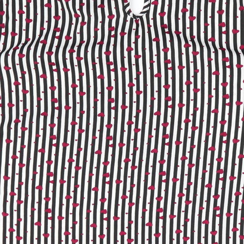 Papaya Womens Black Striped  Basic Blouse Size 12  - Choker style neck