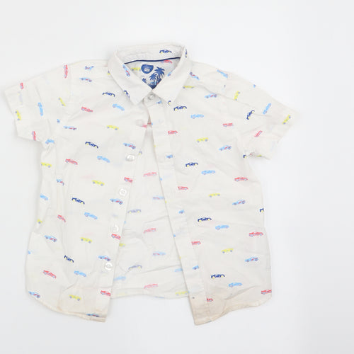 Florence and Fred Boys White   Basic Button-Up Size 12-18 Months  - Cars print