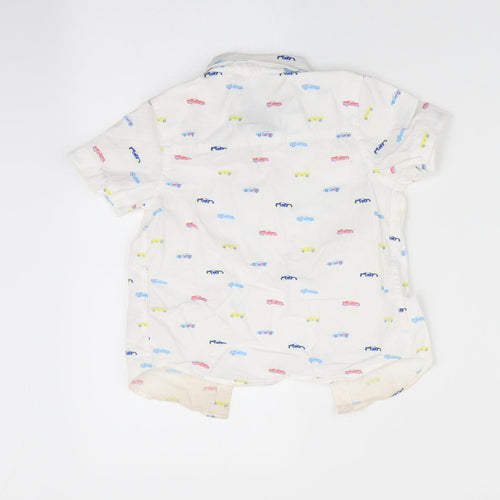 Florence and Fred Boys White   Basic Button-Up Size 12-18 Months  - Cars print
