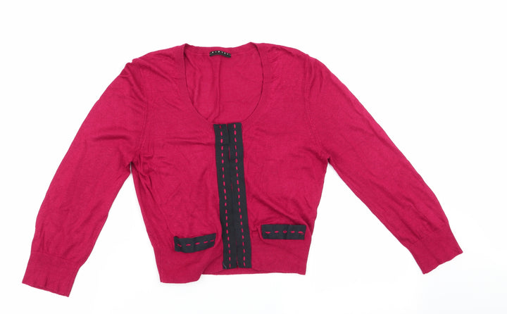 Sisley Womens Red Cardigan Jumper Size L