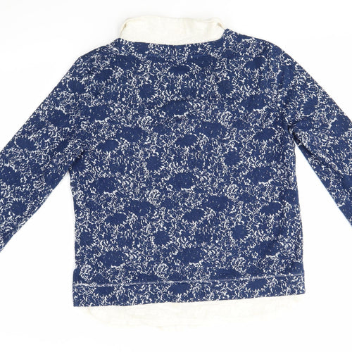 M&S Womens Blue Floral  Pullover Jumper Size 10