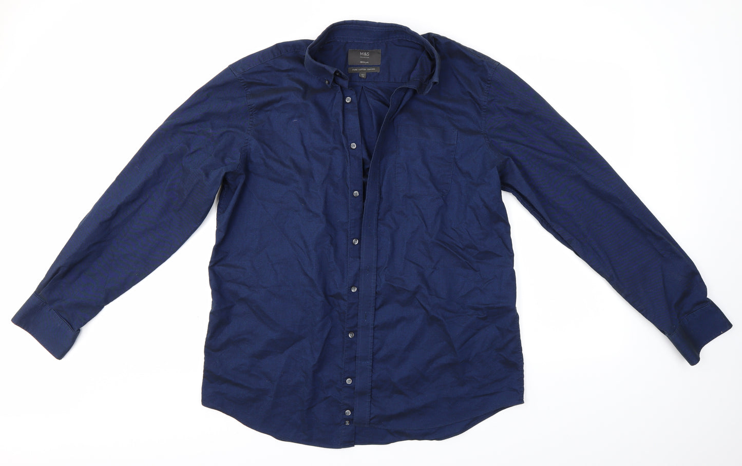 M&S Mens Blue    Dress Shirt Size 16.5
