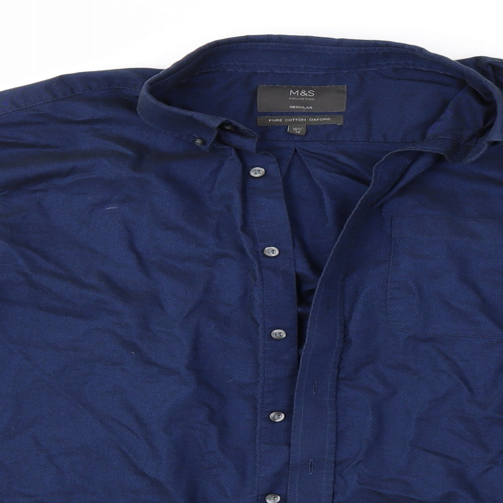 M&S Mens Blue    Dress Shirt Size 16.5