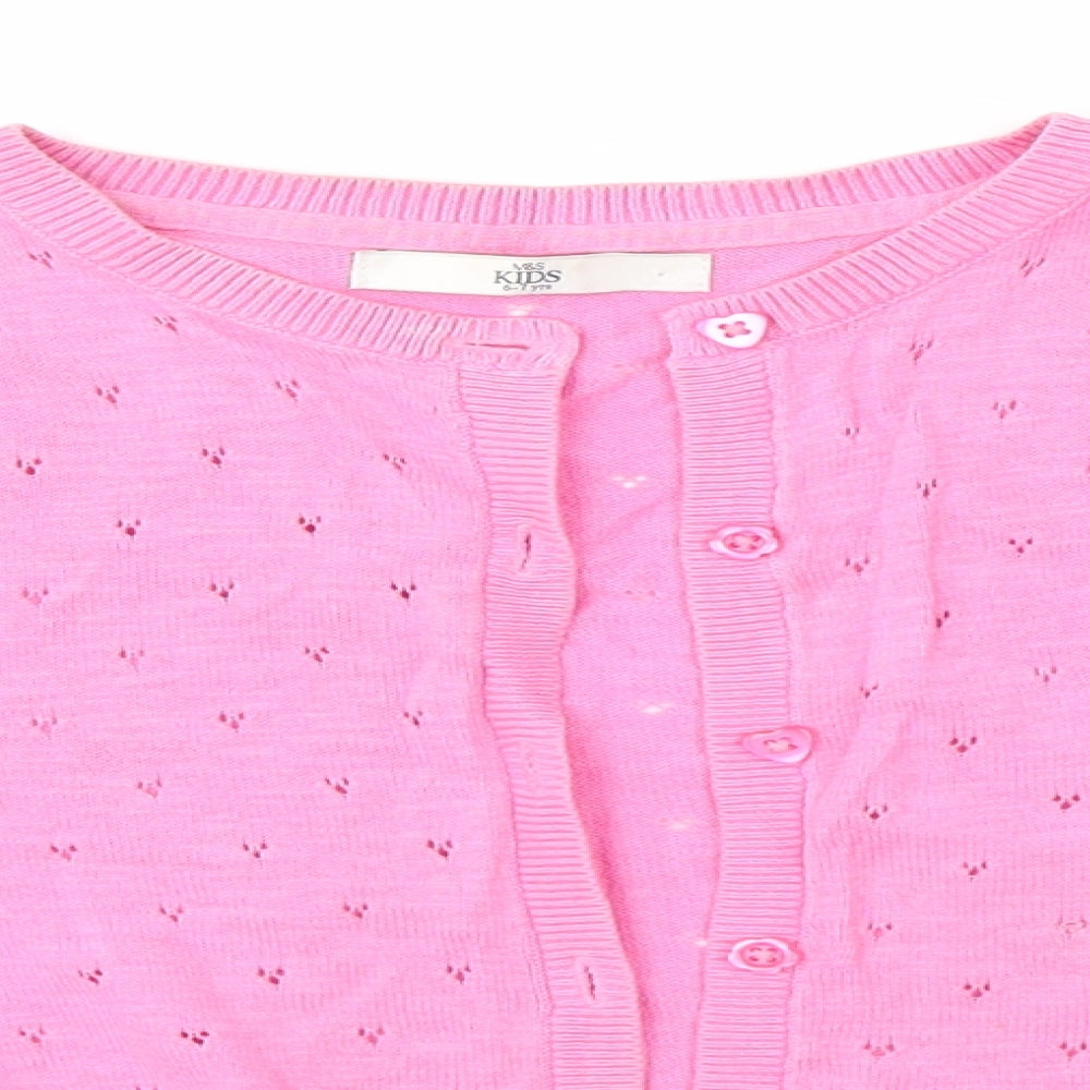 M&S Girls Pink   Cardigan Jumper Size 6-7 Years