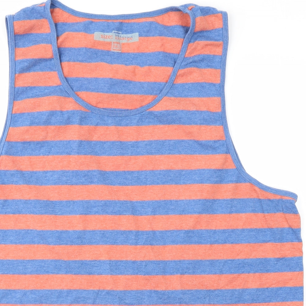 Primark Mens Multicoloured Striped  Basic Tank Size 2XL