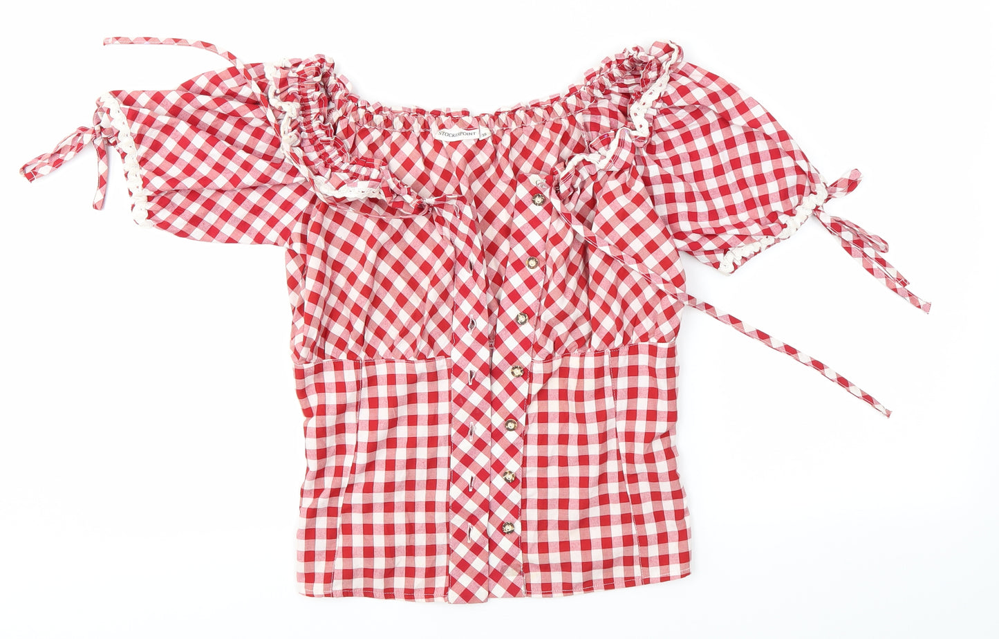 Stockerpoint Womens Red Check  Basic Blouse Size 10