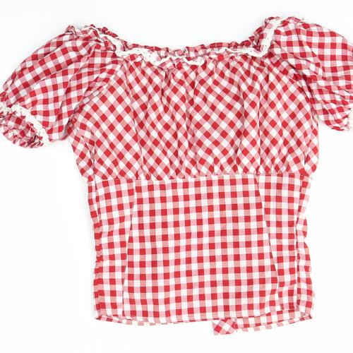 Stockerpoint Womens Red Check  Basic Blouse Size 10