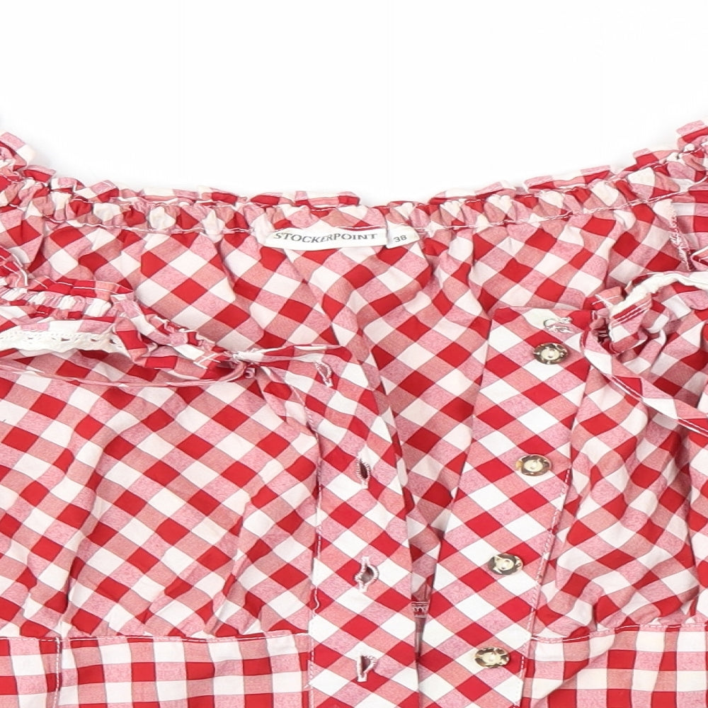 Stockerpoint Womens Red Check  Basic Blouse Size 10