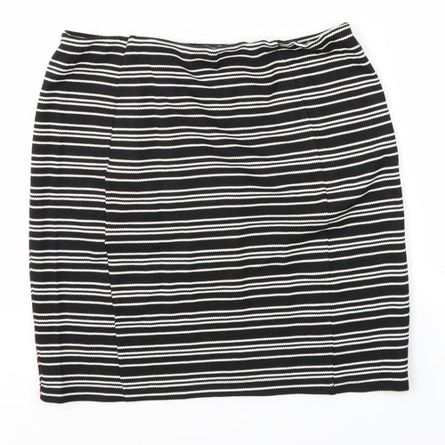 Matalan Womens Black Striped  Straight & Pencil Skirt Size 12