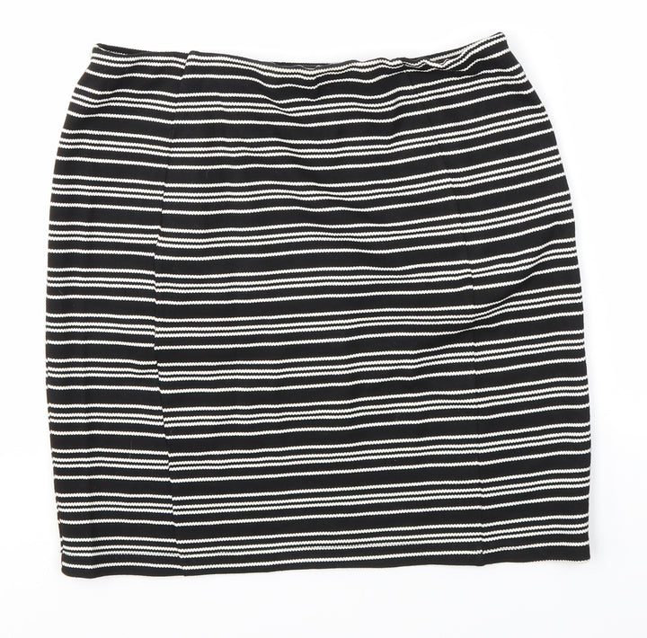 Matalan Womens Black Striped Straight & Pencil Skirt Size 12