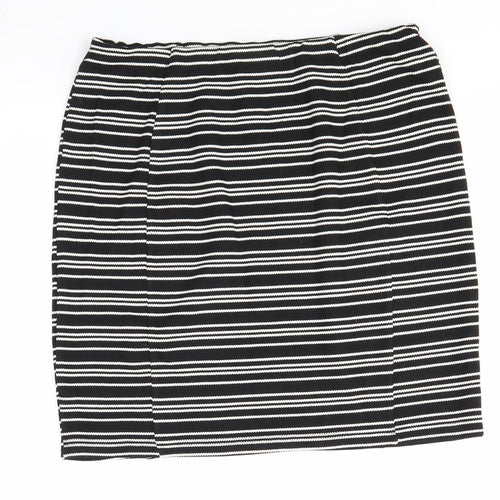 Matalan Womens Black Striped  Straight & Pencil Skirt Size 12