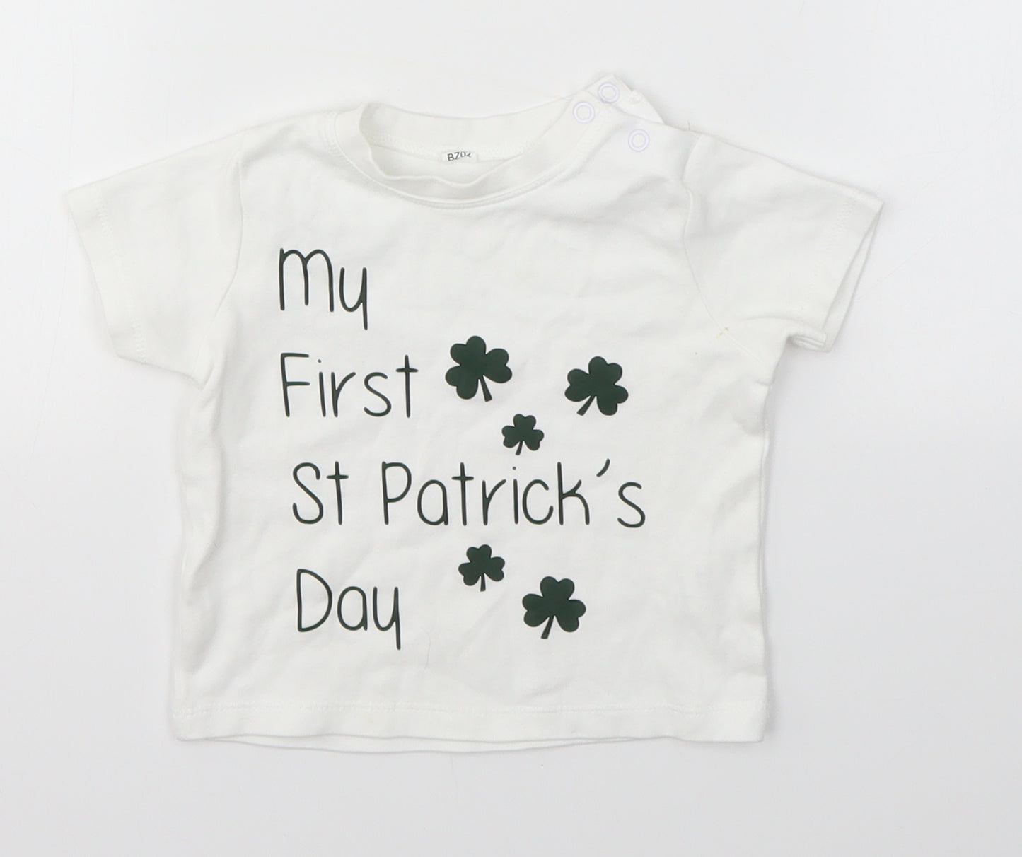 Babybugz Baby White   Basic T-Shirt Size 6-9 Months  - ST. PATRICK'S DAY