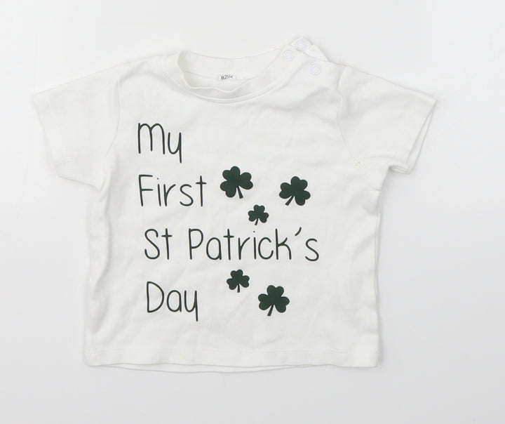 Babybugz Baby White   Basic T-Shirt Size 6-9 Months  - ST. PATRICK'S DAY
