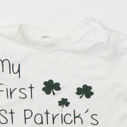 Babybugz Baby White   Basic T-Shirt Size 6-9 Months  - ST. PATRICK'S DAY