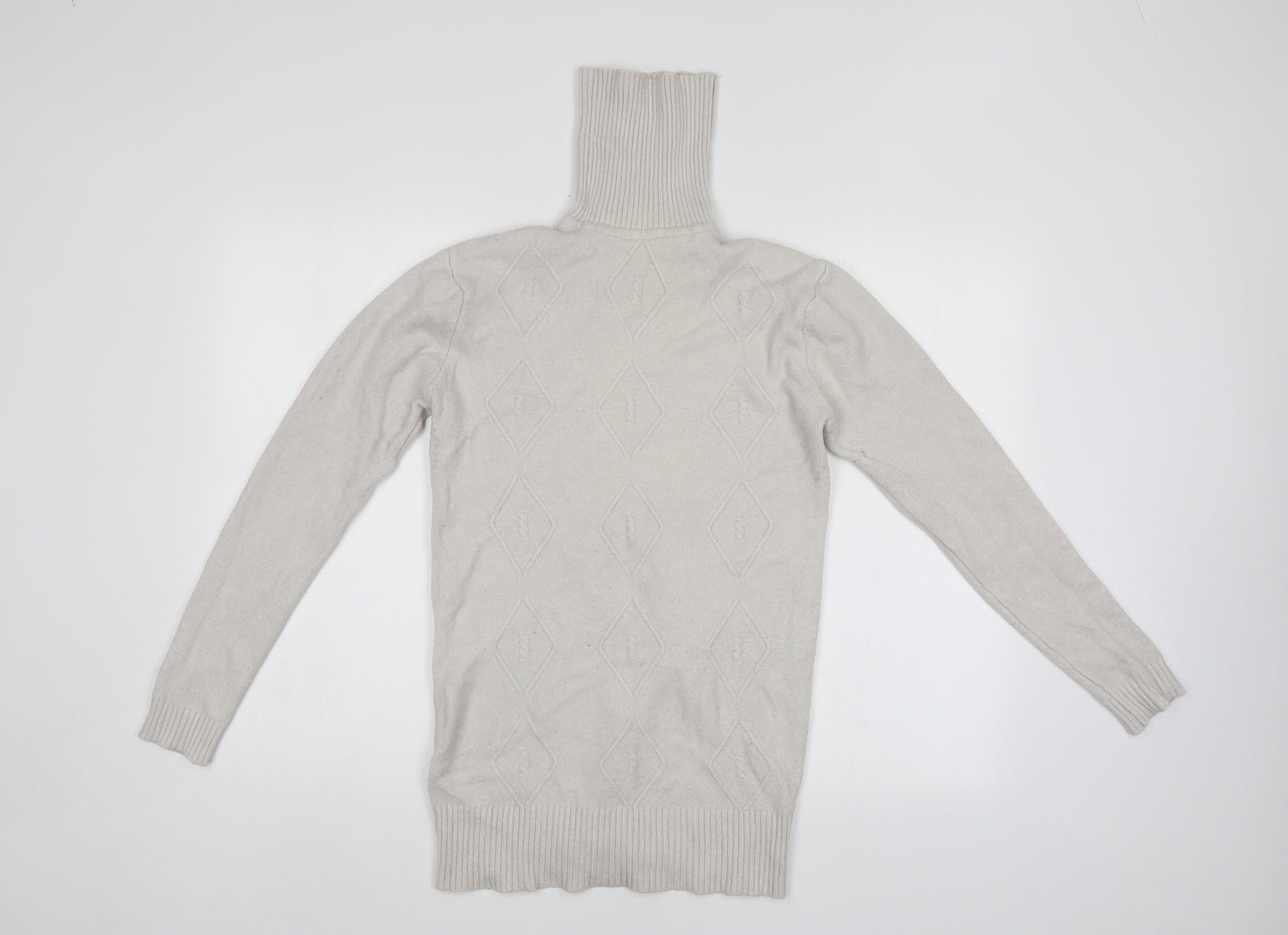 silver swan Womens Ivory Argyle/Diamond  Pullover Jumper Size L
