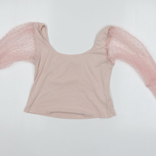 Lily Rose Womens Pink   Cropped Blouse Size 12