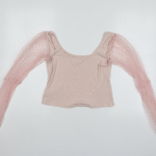 Lily Rose Womens Pink   Cropped Blouse Size 12