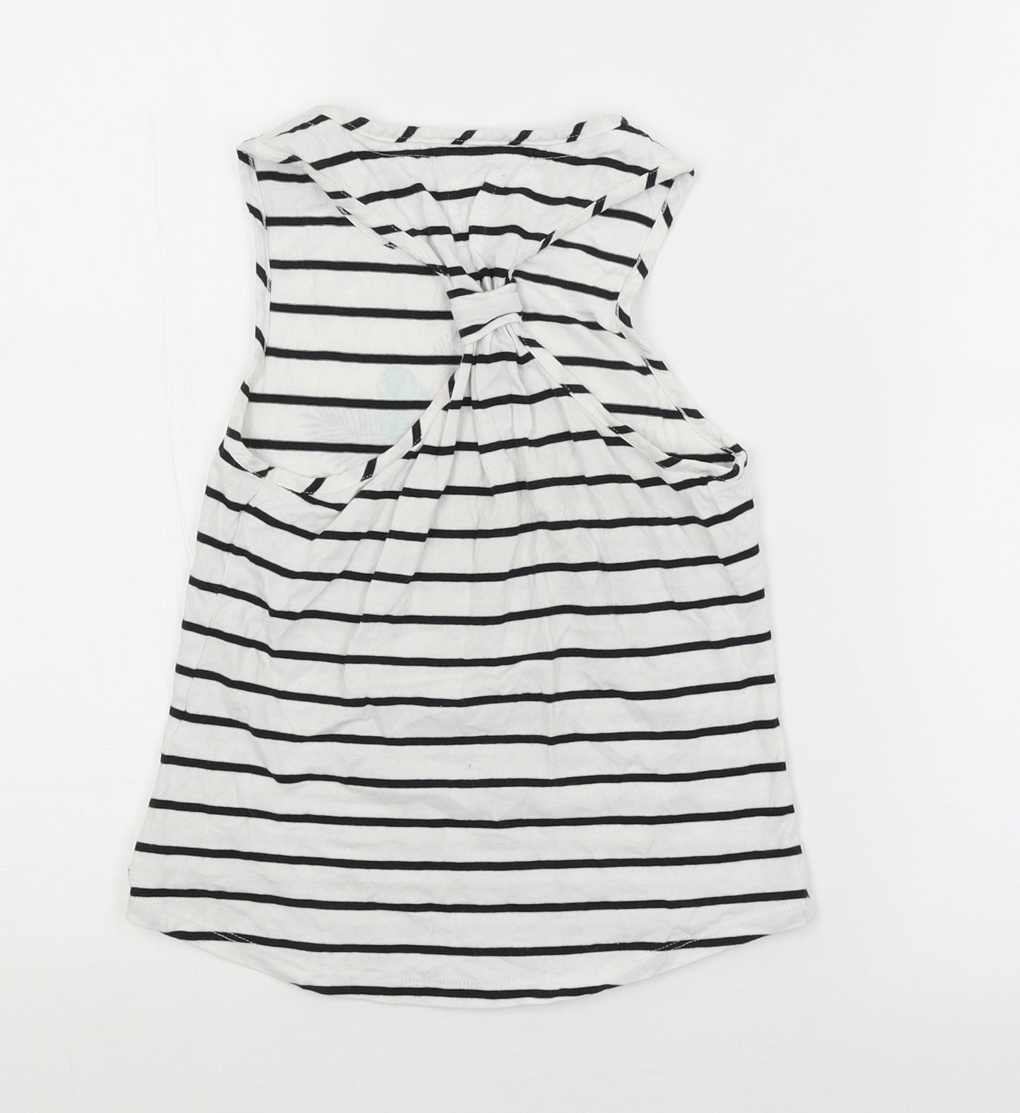 Piping Hot Girls White Striped  Basic Tank Size 7 Years