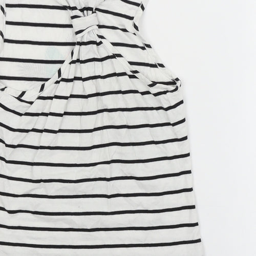 Piping Hot Girls White Striped  Basic Tank Size 7 Years