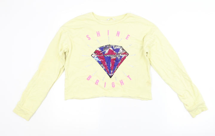 Candy Couture Girls Yellow   Pullover Sweatshirt Size 13 Years
