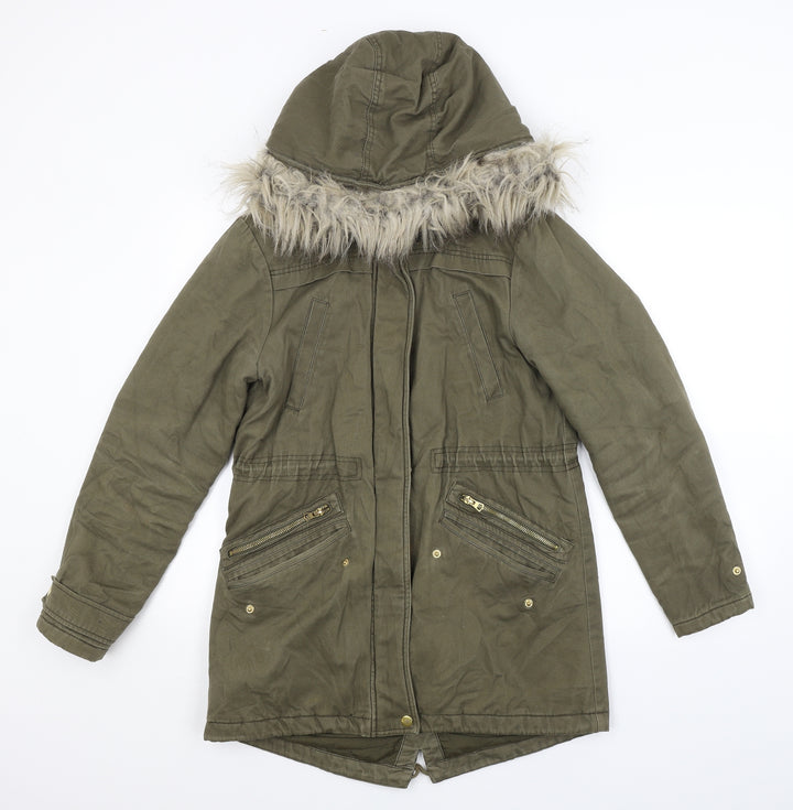 New Look Womens Green Overcoat Coat Size 10