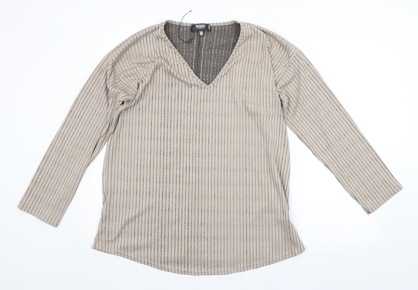 Missguided Womens Beige Striped  Basic Blouse Size 12  - MATERNITY