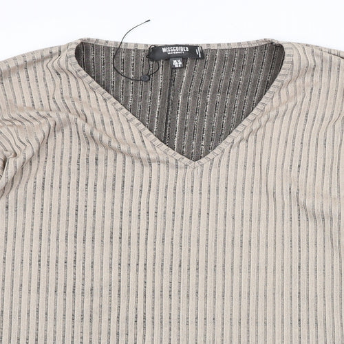 Missguided Womens Beige Striped  Basic Blouse Size 12  - MATERNITY