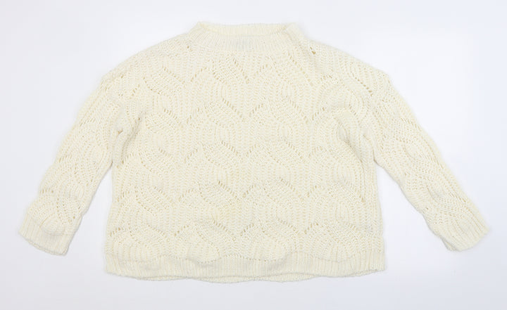 Miss Selfridge Womens White Striped  Pullover Jumper Size 10