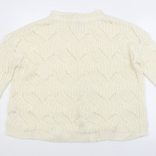 Miss Selfridge Womens White Striped  Pullover Jumper Size 10