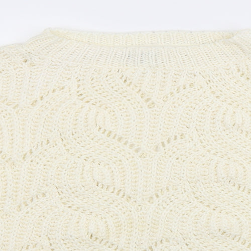 Miss Selfridge Womens White Striped  Pullover Jumper Size 10