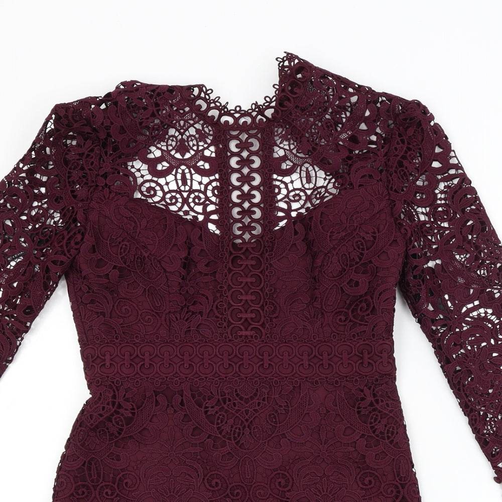 Preworn Womens Purple Floral  Pencil Dress