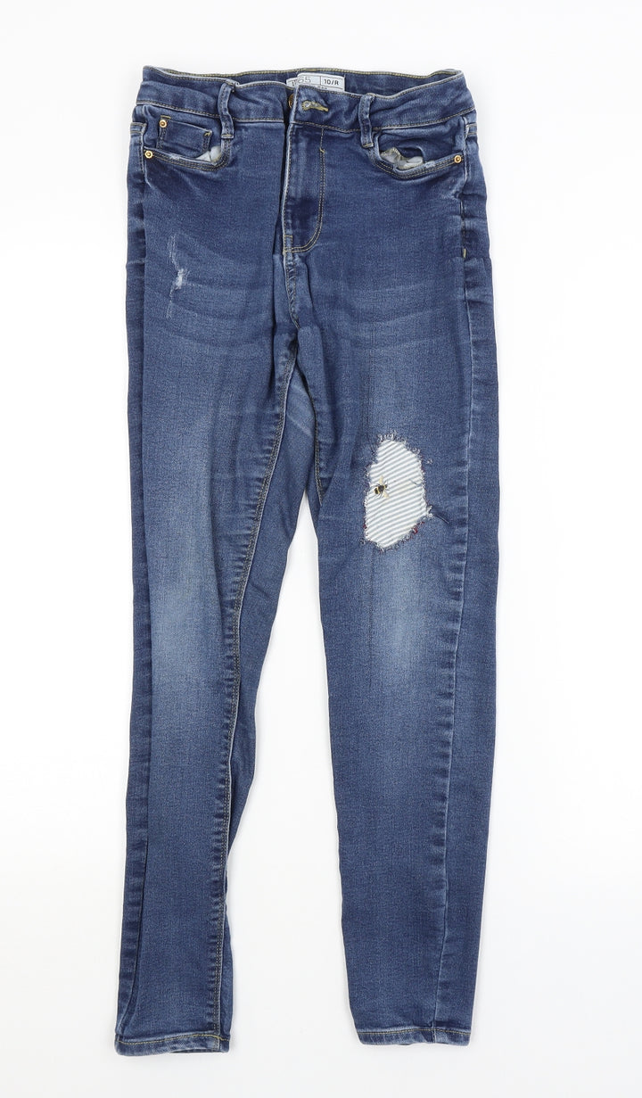 DENIM 365 Womens Blue Striped Skinny Jeans Size 10 L26 in