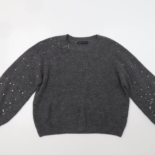 M&S Womens Grey   Pullover Jumper Size M