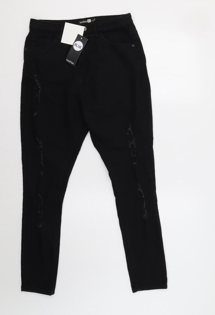 Boohoo Womens Black Skinny Jeans Size 12 L28 in