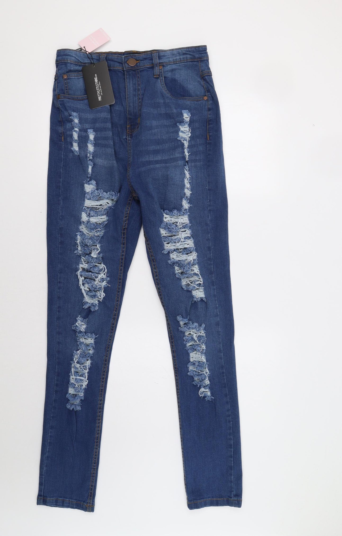 PRETTYLITTLETHING Womens Blue   Skinny Jeans Size 12 L32 in