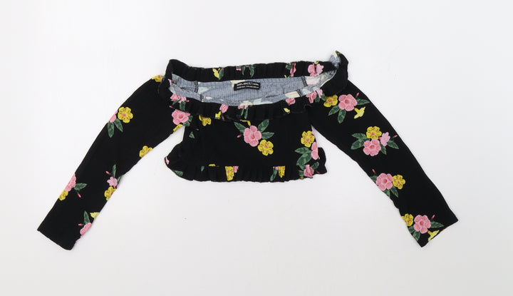 Select Girls Black Floral  Camisole Blouse Size 10-11 Years