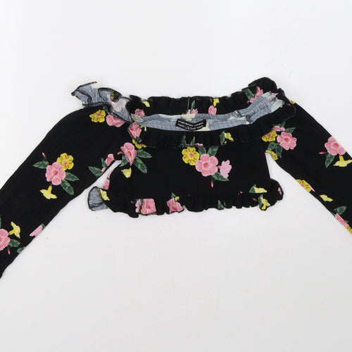 Select Girls Black Floral  Camisole Blouse Size 10-11 Years