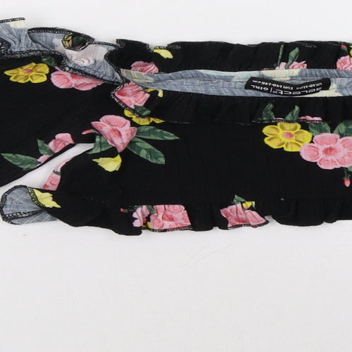 Select Girls Black Floral  Camisole Blouse Size 10-11 Years